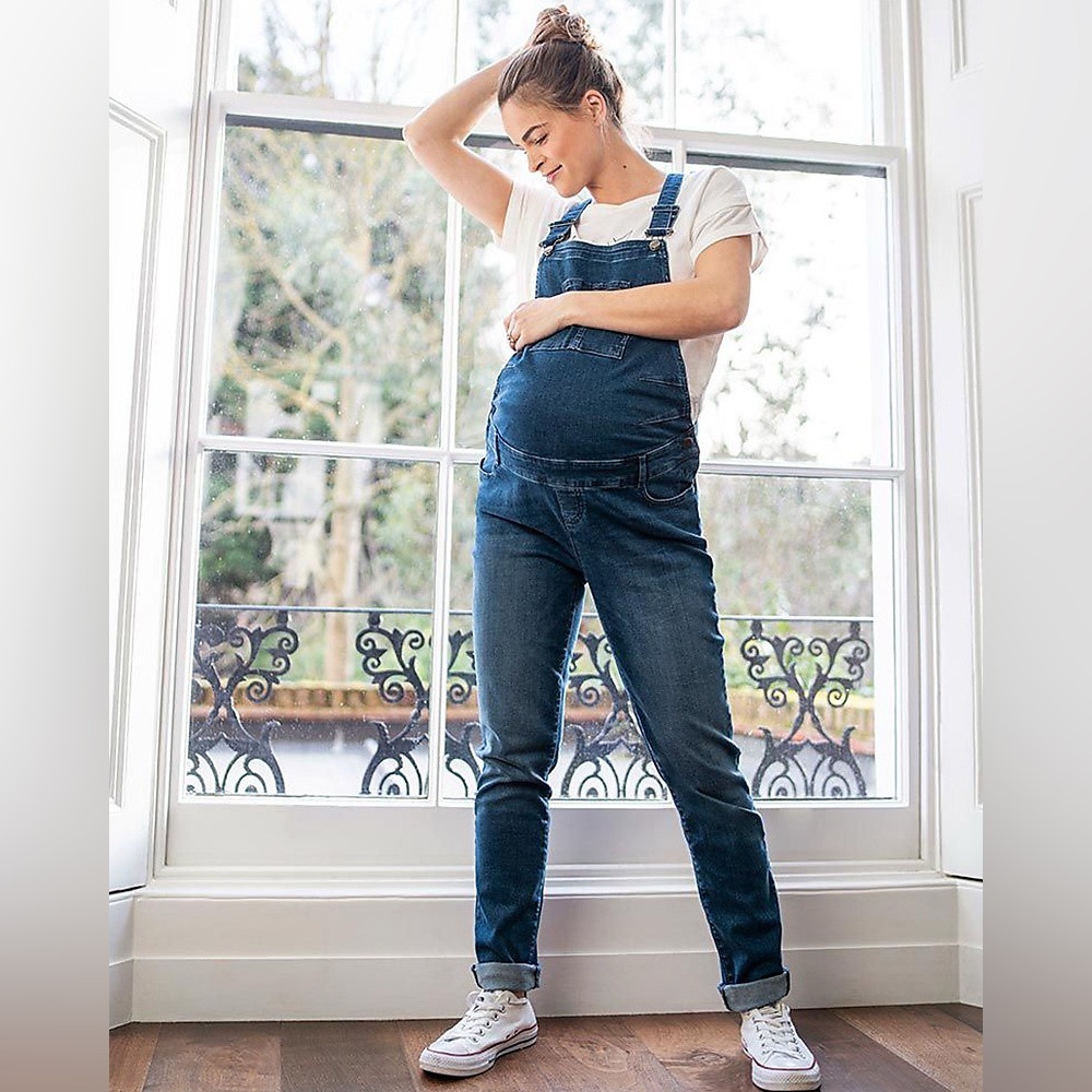 Seraphine Sz 6P Maternity Travis Dungaree Denim Overalls